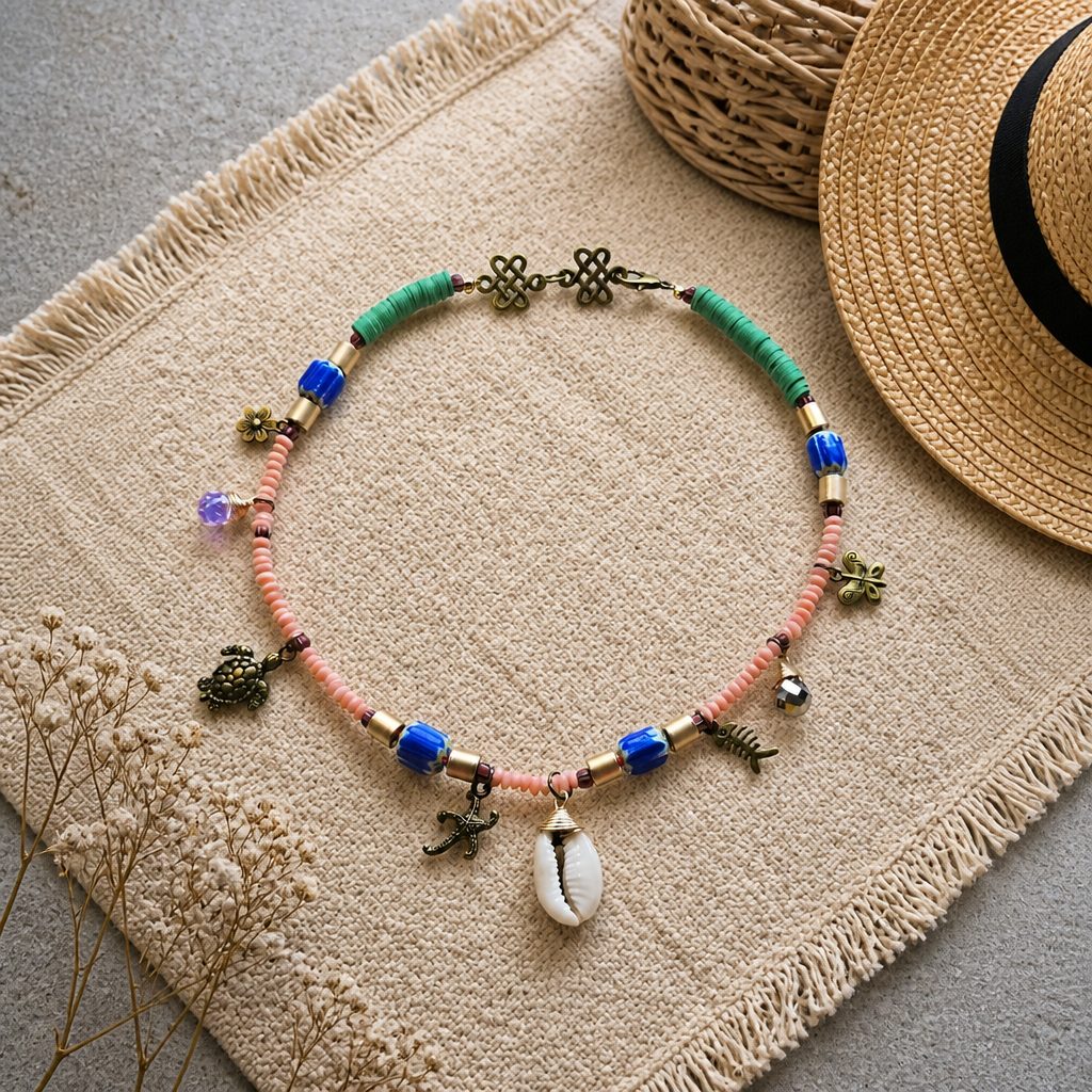 Coral roz, margele Myiuki, hematite si polimer